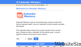 calendarmaniacs.com Screenshot