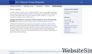 clinicaltrialsregister.eu Screenshot