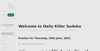 dailykillersudoku.com Screenshot
