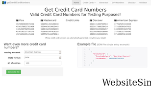 getcreditcardnumbers.com Screenshot
