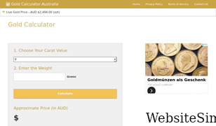 goldcalculator.com.au Screenshot