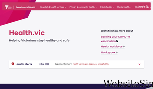 health.vic.gov.au Screenshot