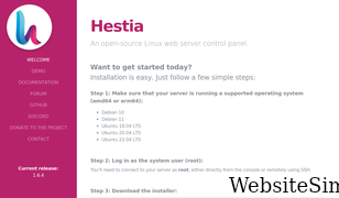 hestiacp.com Screenshot