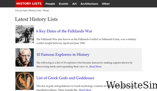 historylists.org Screenshot