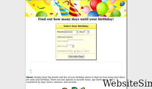 howmanydaysuntilmybirthday.com Screenshot