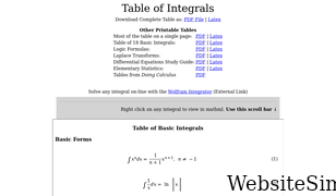 integral-table.com Screenshot