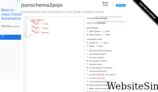 jsonschema2pojo.org Screenshot