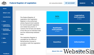 legislation.gov.au Screenshot