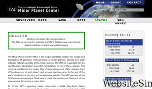 minorplanetcenter.net Screenshot