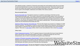 openpsychometrics.org Screenshot